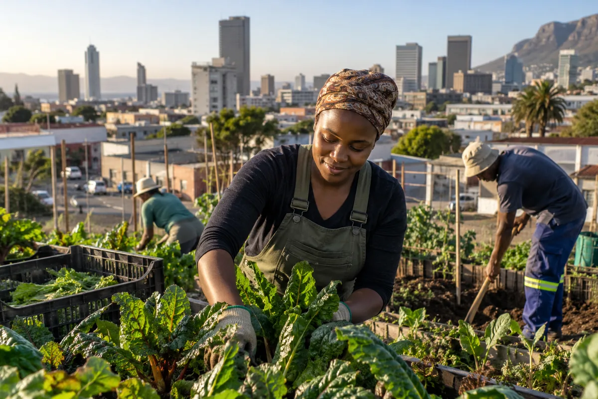 South African agriculture applicant reviewing crop records and an employer vacancy