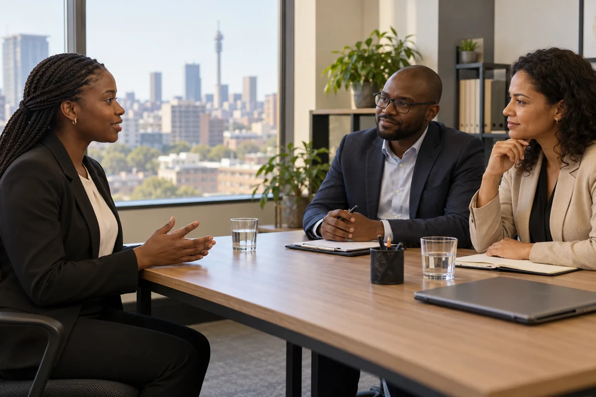 A candidate preparing notes before a South African job interview