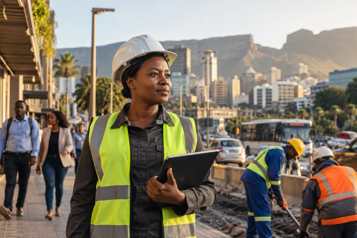 A foreign applicant reviewing South African work visa documents beside an offer letter