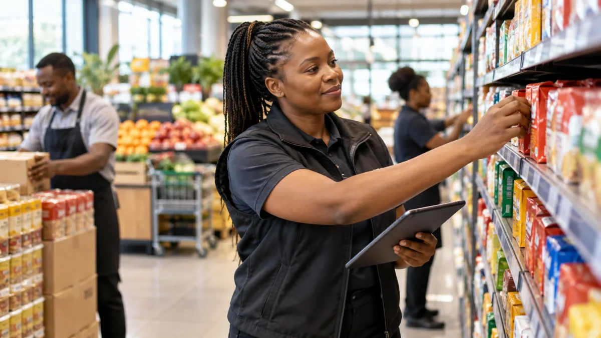 Retail staff at work in a store.